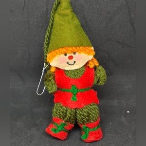 Vintage Handmade Yarn Elf Christmas Ornament